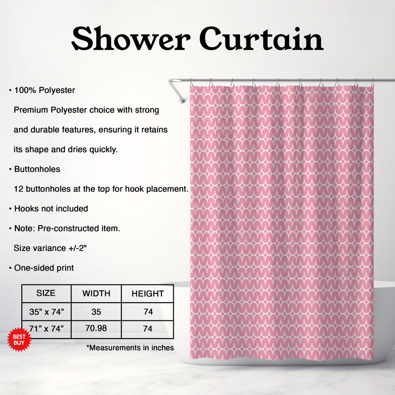 Rideau de douche Premium 19, Rose, H 74 po x l 71 po