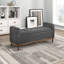 Banc Mid-Century moderne en bois massif, tissu texturé gris foncé, chambre, siège rembourré d'une hauteur de 22,5 po, profondeur du siège de 18,5 po-121115140