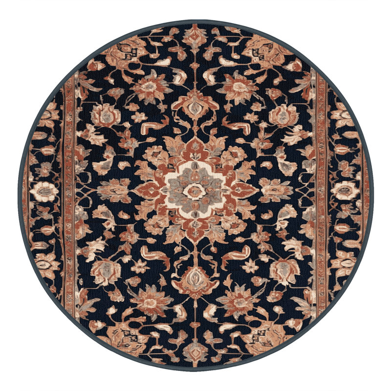 Tapis brun lavable à la machine, Rond 6 pi