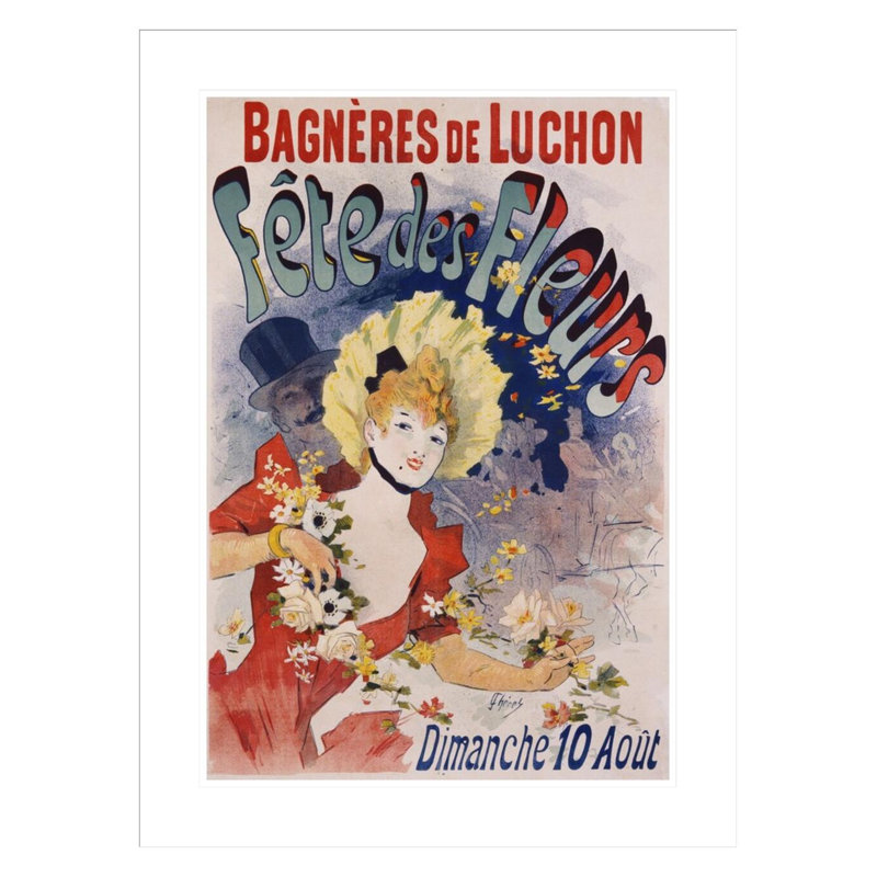 «Bagneres de Luchon Fete des Fleurs» par Jules Chéret, impression giclée encadrée, H 29,5 po x l 22,08 po