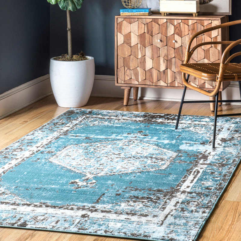 Tapis bleu Prony Southwestern, Rectangle 5 pi x 8 pi