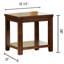 Table de bout rectangulaire en cerisier foncé avec plateau ouvert en bois massif et placage naturel pour le salon
