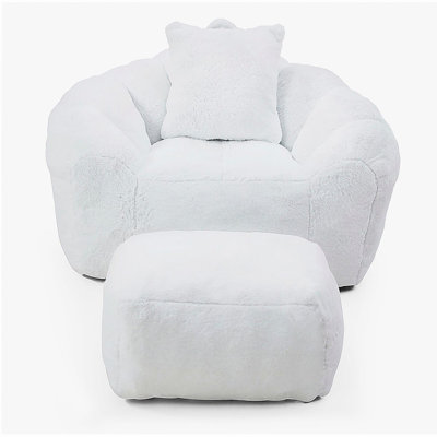 Fauteuil à billes géant avec repose-pieds, fauteuil à billes surdimensionné pour adultes et enfants, grand fauteuil en fausse fourrure avec rembourrage, grand canapé rembourré, canapé pour jouer, salle de séjour