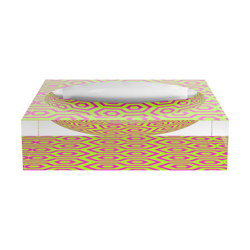 Eyepop Lime Fuschia Square Decorative Tray, 6"W x 6"D x 2"H
