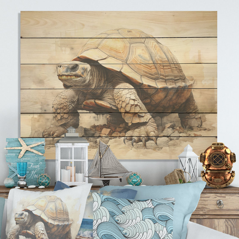 Minimalisme, tortue I - art mural panneau de bois de tortue sur bois de pin naturel, H 24 po x l 32 po