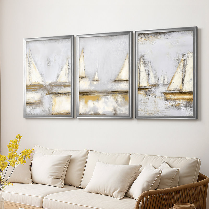 NAUTICAL Series CLXIV - Toile tendue avec châssis sur mesure - 3 pièces, H 21 po x l 30 po