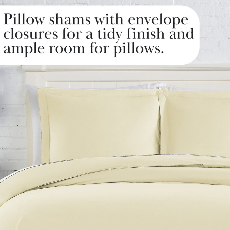 Southshore Fine Linens Southshore Basics Duvet Cover Set in Cream, Double-Brushed Microfiber Bedding with Hidden Zipper Closure and Corner Ties, 2 Pillow Shams, Full/Queen
