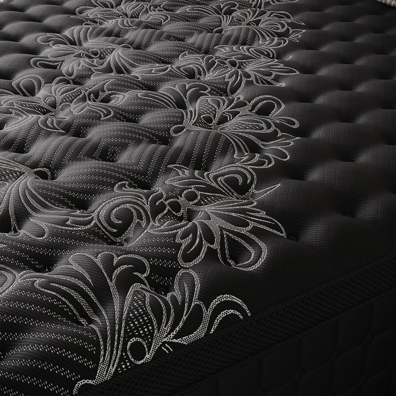 Matelas hybride mi-ferme de 35,5 cm (14 po) avec surmatelas Euro Top en mousse à mémoire de forme et gel rafraîchissant, et ressorts ensachés, livré dans une boîte.