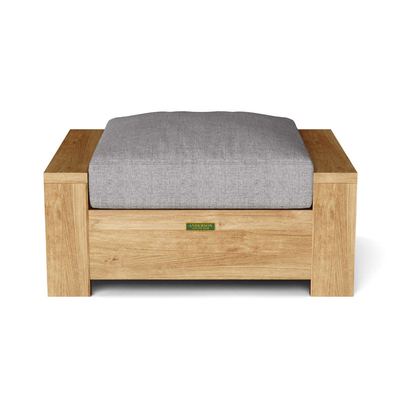 Madera Outdoor Teak Ottoman, Cast Slate