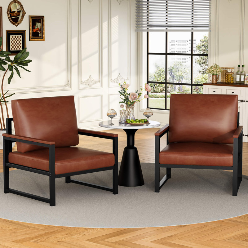 Fauteuil d'appoint 25 po Mid Century, Brun