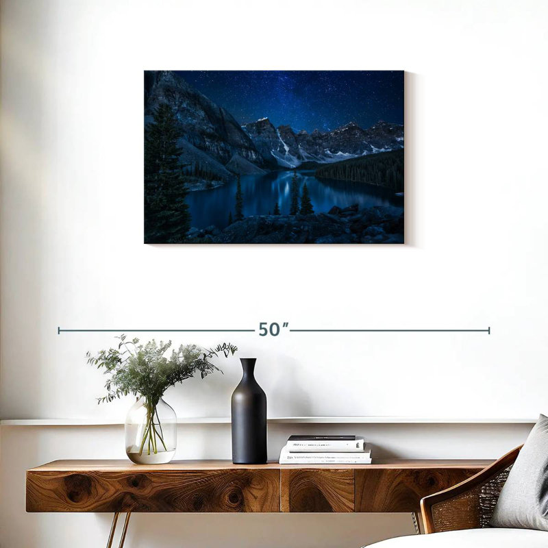 Lac Alaine Moraine la nuit, H 20 po x l 30 po