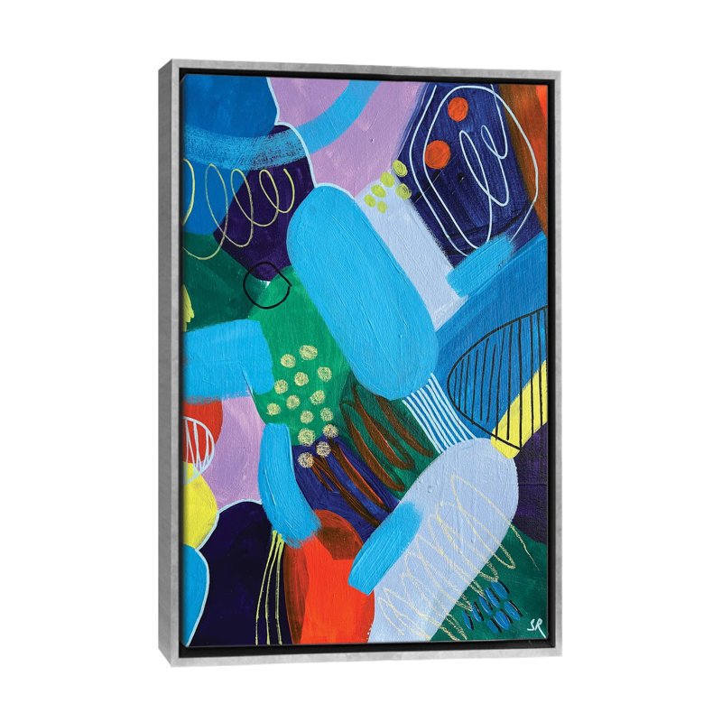 Flashy Emotion Abstract - reproduction d'art murale - toile encadrée, Argent, Toile à cadre flottant sans passe-partout