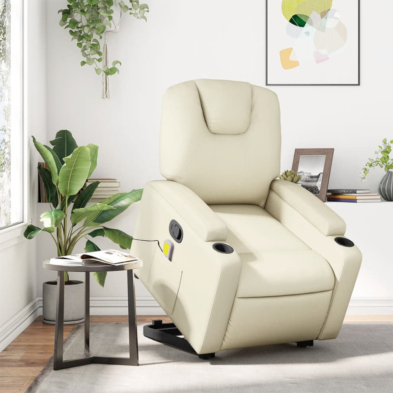 Fauteuil de massage en faux cuir, Similicuir crème