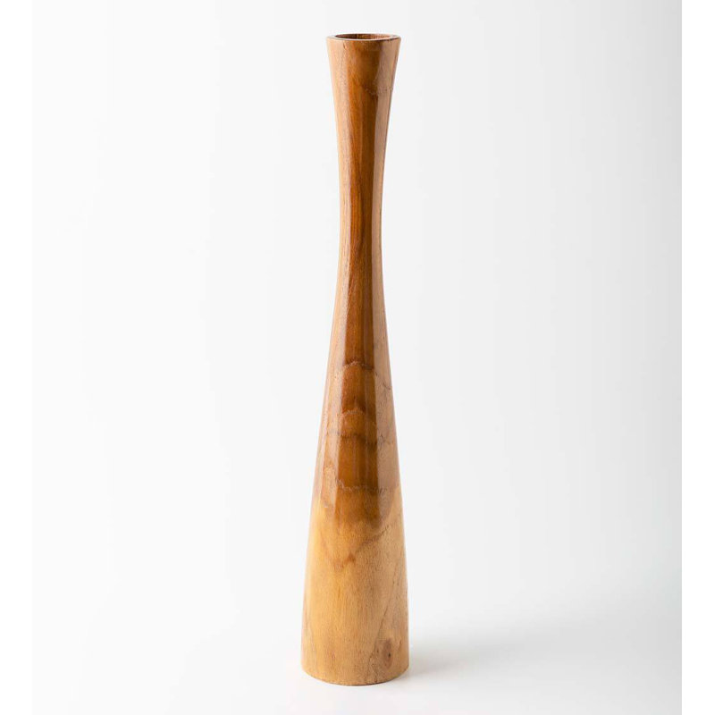 Wood Tabletop Candlestick, Gold, 19.75" H x 3" W x 3" D