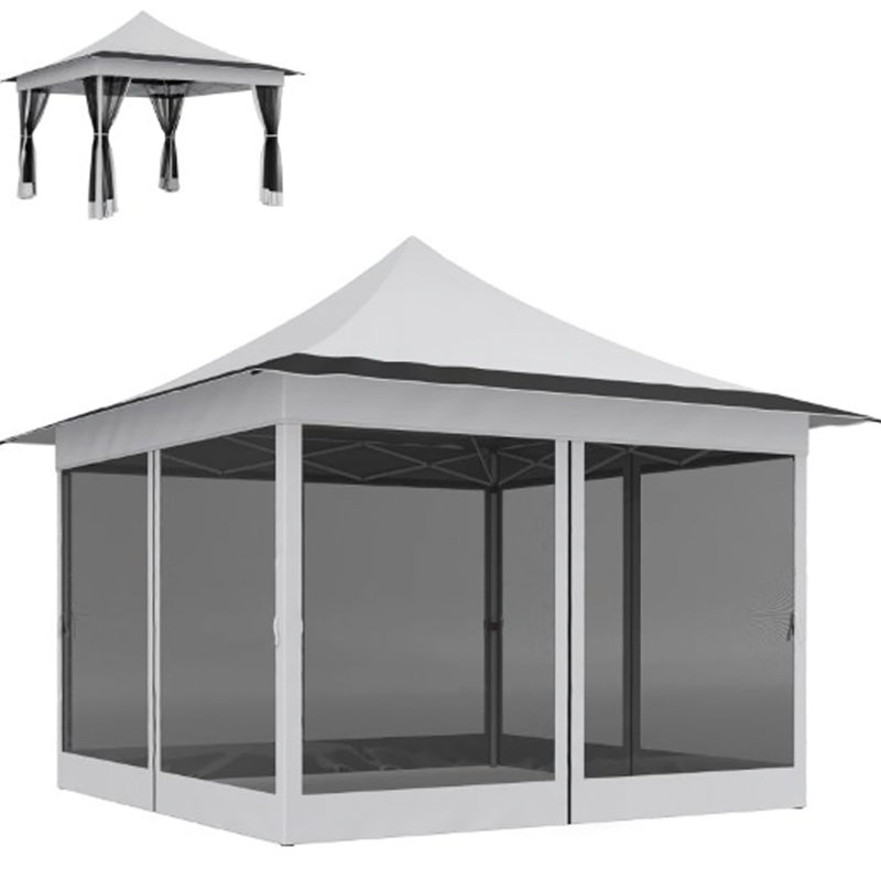 Tente escamotable, auvent avec filet en filet, avec sac de transport, pour jardin, patio, Light Grey