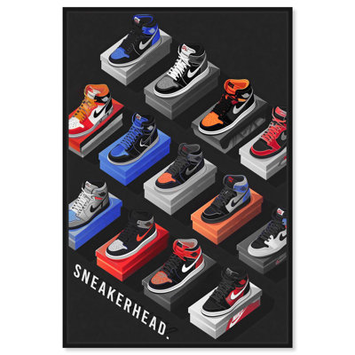 Sneakerhead Duo Color Collection Canvas Sneaker Wall Art by Art Remedy, Black Frame, 20 x 30