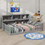 Full-Size Floor Bed With Integrated Bookcase And Shelves-1312423771