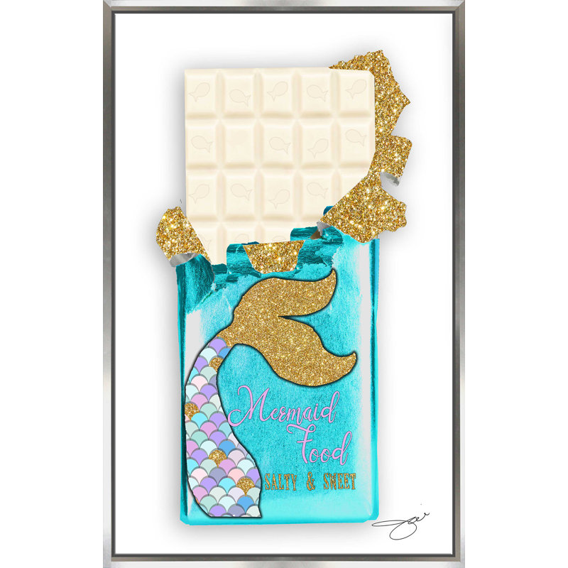 «Mermaid Chocolate Salty & Sweet 1» par By Jodi - impression, H 33,5 po x l 21,5 po x P 2 po, Cadre flottant argent