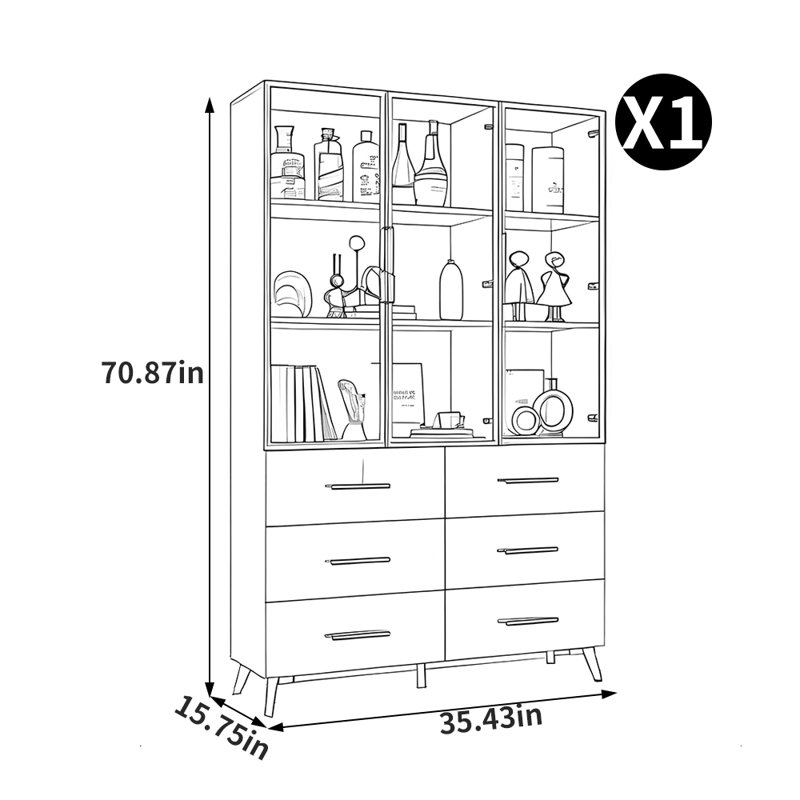 Norik, (3 Shelves) 70.87"H x 35.43"W x 15.75"D, Black/White