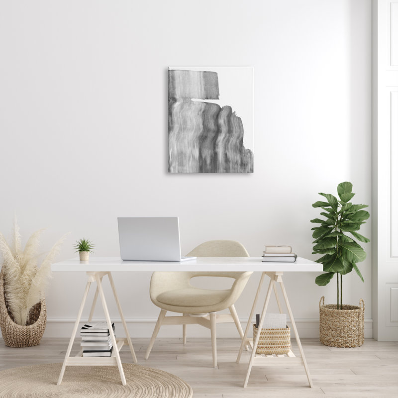 Abstrait gris statique ombré sur fond blanc, H 30 po x l 24 po, Toile tendue