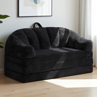 2 in 1 Convertible Sofa to Lounger Comfy Bean Bag Chair  Faux Fur Sofa Couch Compressed sofa Folding Sofa Bed
