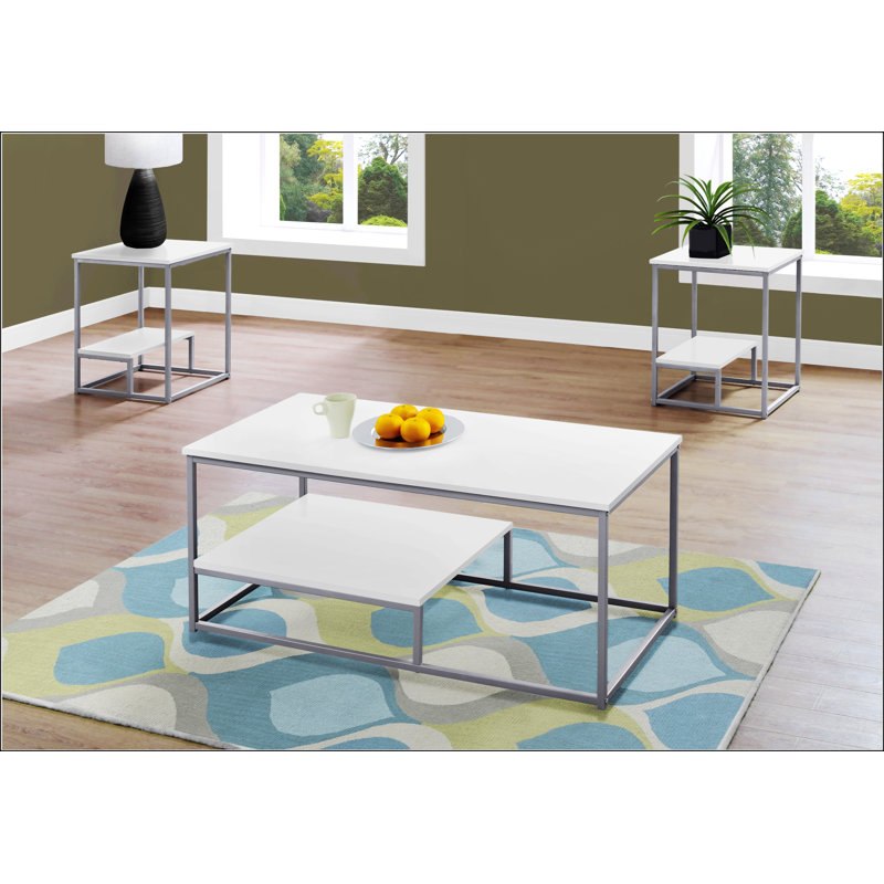 Ensemble de table avec demi-tablette surélevée, Blanc