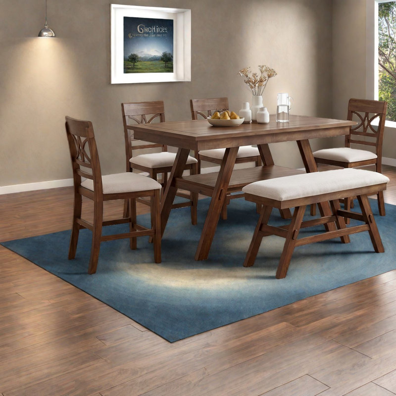 Ensemble de table de salle à manger avec rangement (doit inclure la table et la chaise), bois rustique