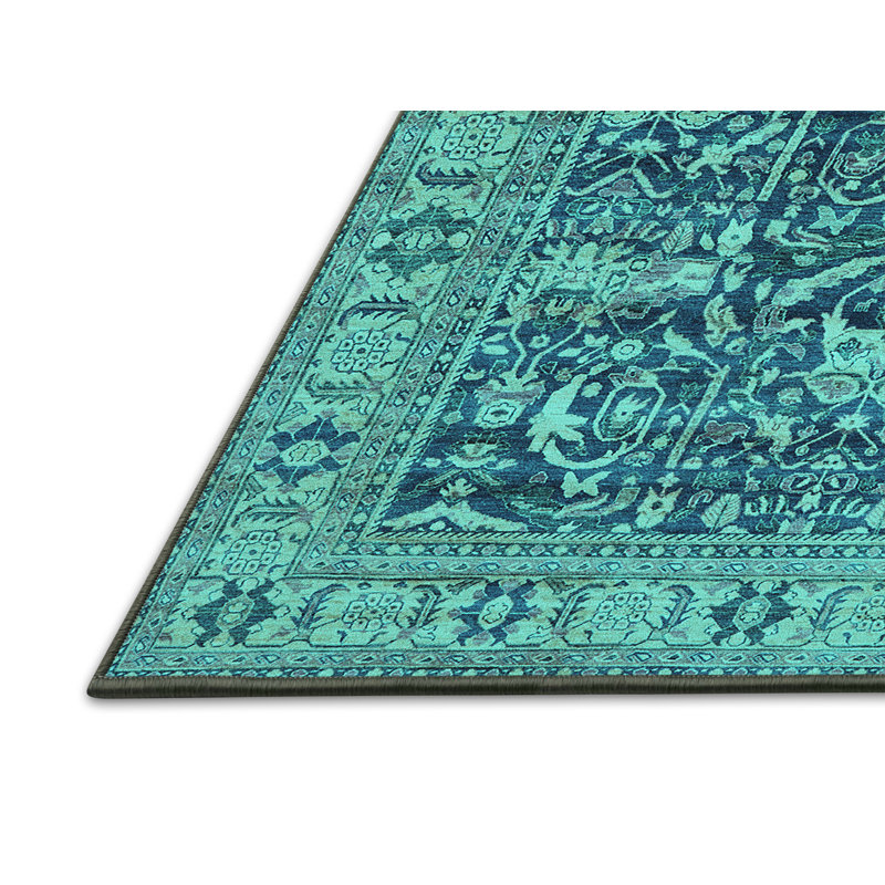 Tapis bleu / bleu sarcelle, Rectangle 8 pi x 10 pi