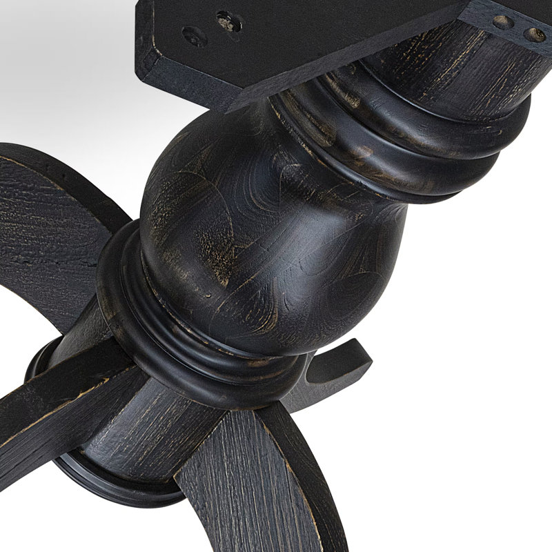 Une table en bois avec un plateau de table rond et un piédestal élégant au fini noir sablé., Noir sablé, 48 x 48 x 30 pouces