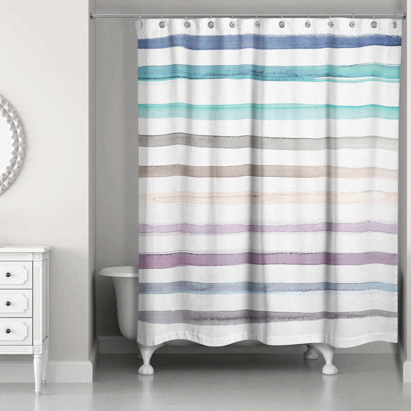 Chanley Striped Shower Curtain, Blue