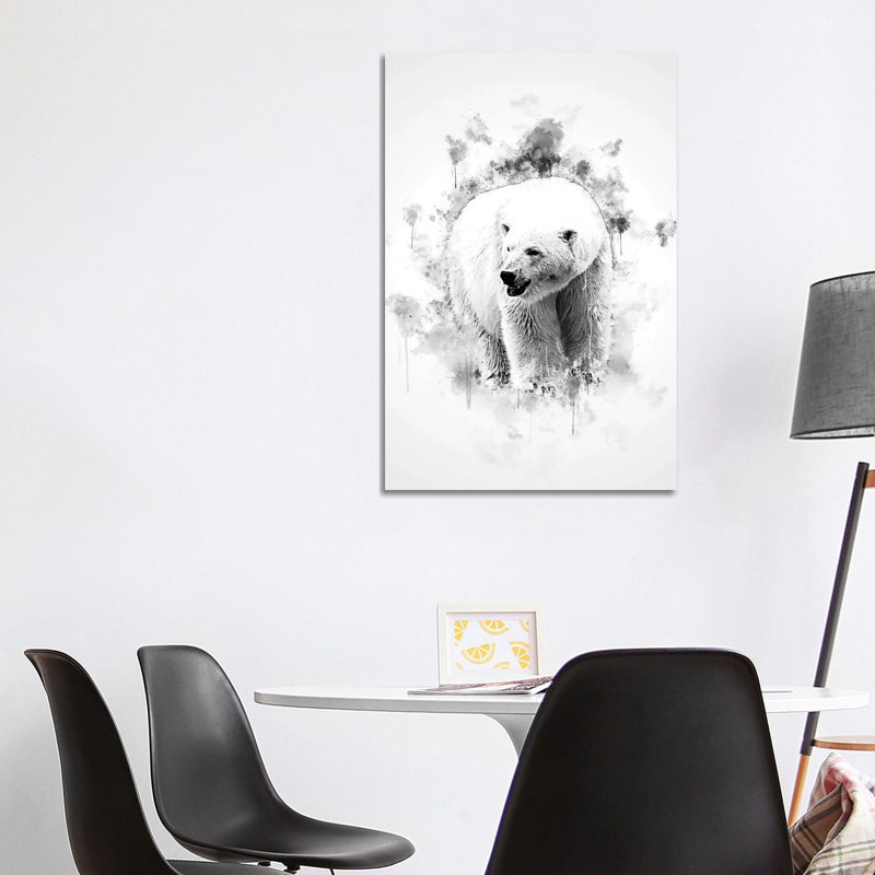 Polar Bear In Black And White by Cornel Vlad - Wrapped Canvas Painting, 101.6 cm H x 66.04 cm W