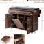Îlot de cuisine avec compartiment de rangement, poubelle basculante, abattant, tablette réglable, porte-épices, armoire en noyer à 9 étagères -
