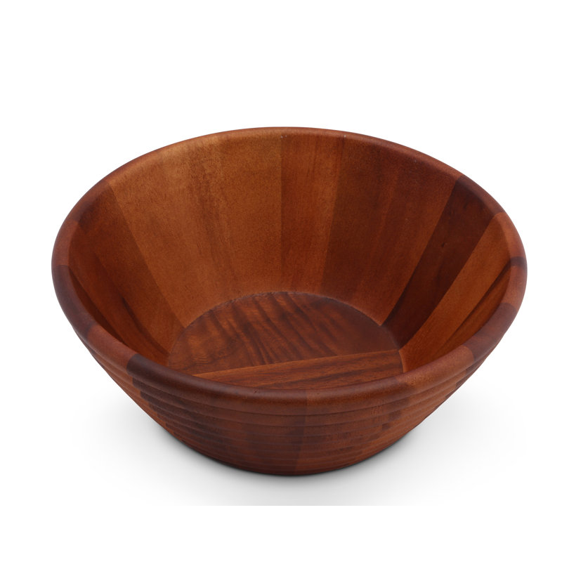 Large Acacia Wood Round Salad Serving Bowl