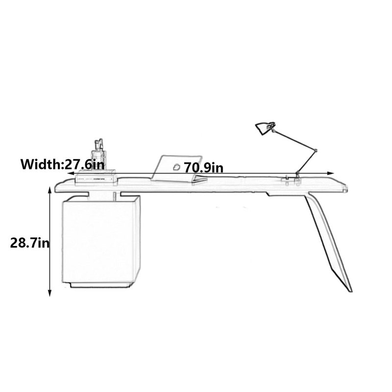 Quanaisha, H 28,7 po x l 70,9 po x P 27,6 po, Blanc / Doré
