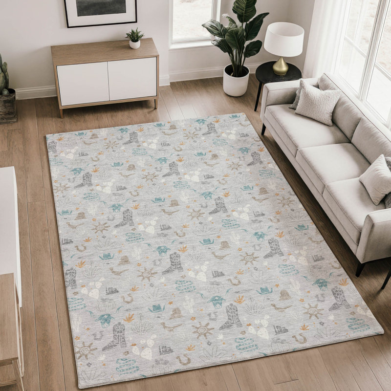 Tapis de qualité supérieure lavable à la machine Villers, Argent, 10' x 14'