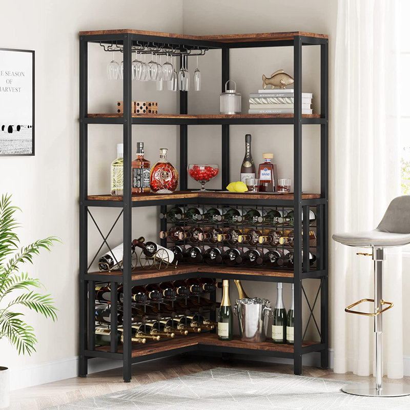 42 Bottle Wine Bottle & Glass Rack, Brown