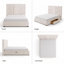 Lit plateforme extra-haut capitonné en velours, style glamour contemporain, avec tiroirs de rangement, Queen, crème-1624956749-1624956748