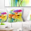Jaune, orange, mauve, fleurs de gerbera - coussin à imprimé floral-29601055-29601051