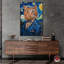 «Starry Night Van Gogh Cat», impressions sur toile de chat excentrique par Notoriart-104455103-104455088