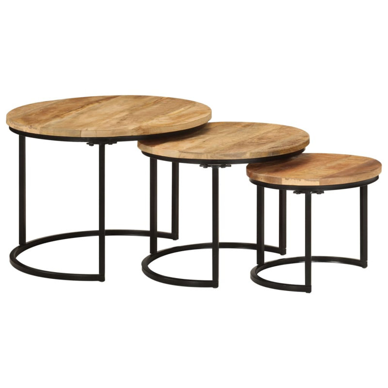 Tables gigognes en bois massif, Naturel