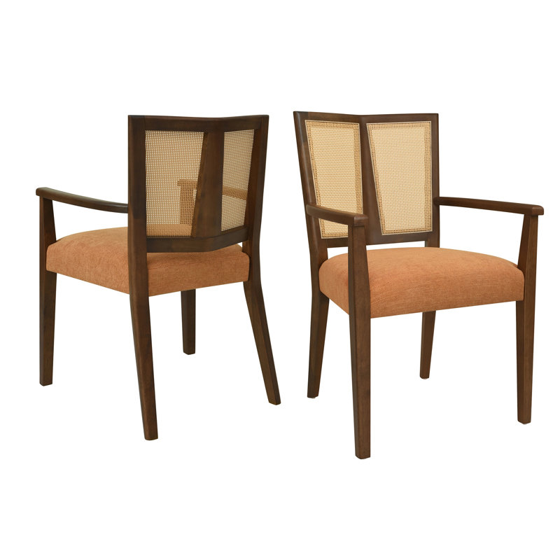 Ensemble de 2 chaises avec accoudoirs, Noyer, Caramel