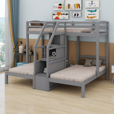 Bunk Bed With Built-In Staircase And Storage Drawer