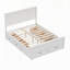 Structure de lit moderne avec 6 tiroirs, lit plateforme avec support à lattes en bois, sans sommier tapissier, blanc-129912298