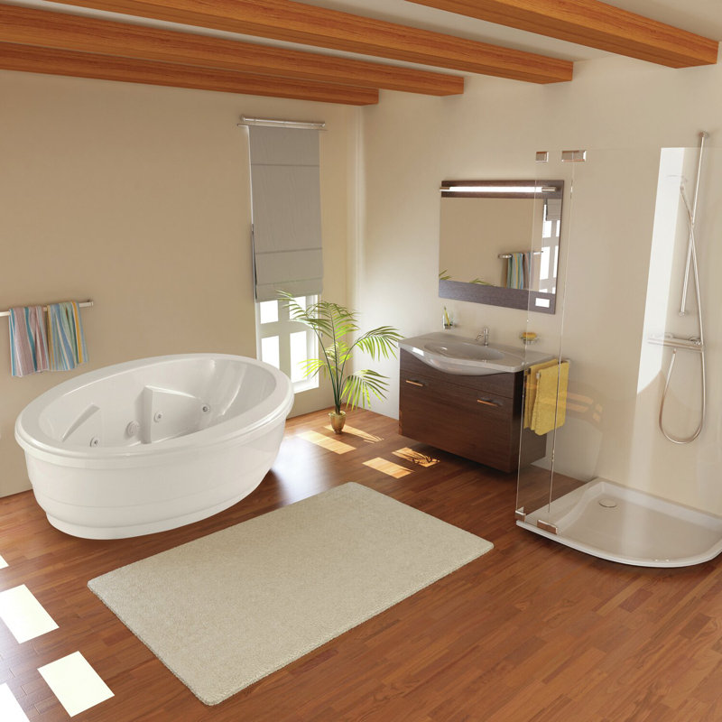 Baignoire autoportante en acrylique 72 "x 44" designer, Os, Blanc