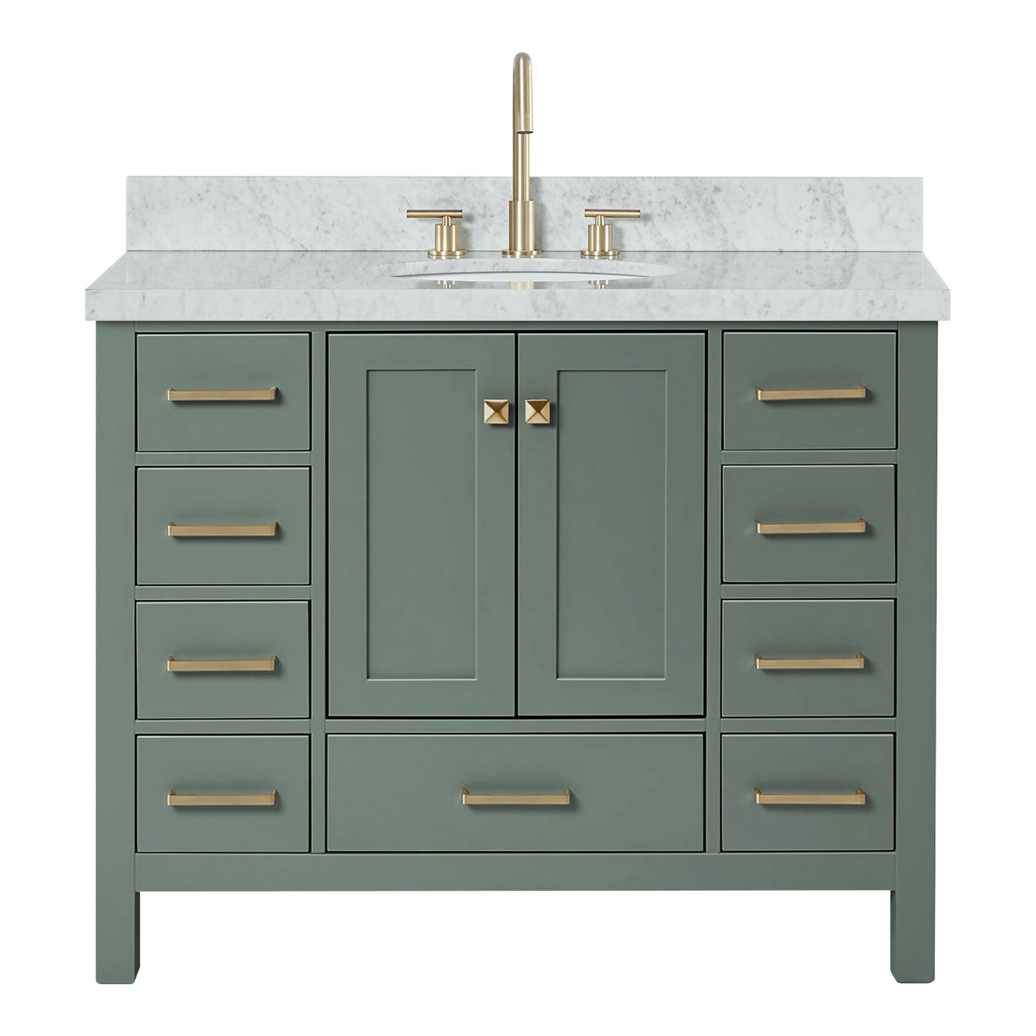 Cambridge 43'' Single Bathroom Vanity, Vintage Green / Satin Brass