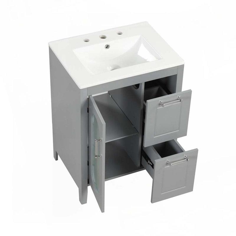 Meuble-lavabo 24 po avec lavabo, Gris