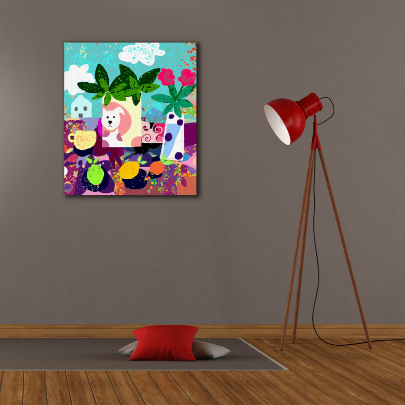 «Dog Vase Collage» par Holly McGee, art mural sur toile, H 30 po x l 26 po x P 1,5 po