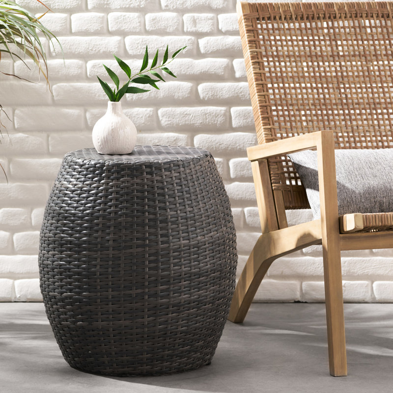 14.00" Grey Outdoor Side Table, Iron Build, Date Design Table , Grey, Strong Frame, No Assembly Needed, Gray