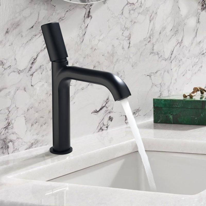 10.85"H Solid Brass Single Handle Bathroom Sink Faucet, Matte Black