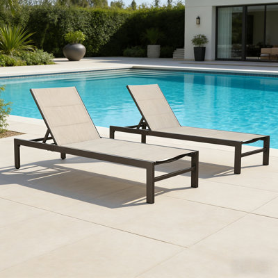 Gerber 77" Long Aluminum Reclining Chaise Lounge Chairs Padded with Quick Dry Foam